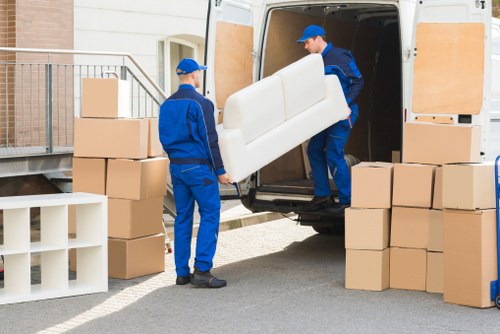 Flat removals team preparing furniture in Richmond