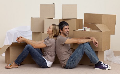 Packed moving boxes ready for house removals in Richmond